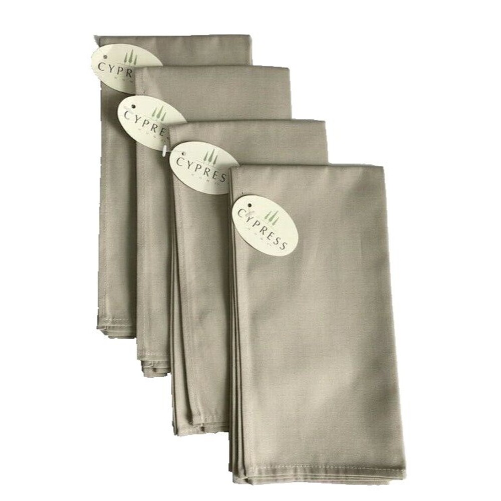 Cypress Home Fabric Napkins Taupe Beige Easy Care 100% Cotton 19x19" Set of 4